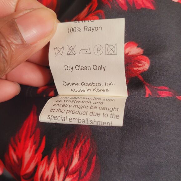 Olivine Gabbro Coat Womens 6 Black Alpaca Embellished Mid Length Rabbit Fur Trim - Picture 15 of 16